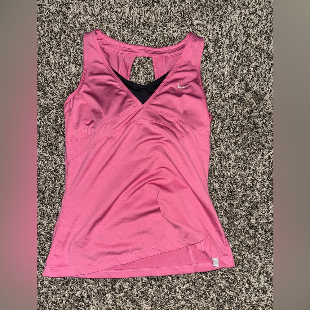 Nike Pink Workout Tank Top With Built In Bra